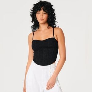 Black Lace Seamed Sweetheart Cami